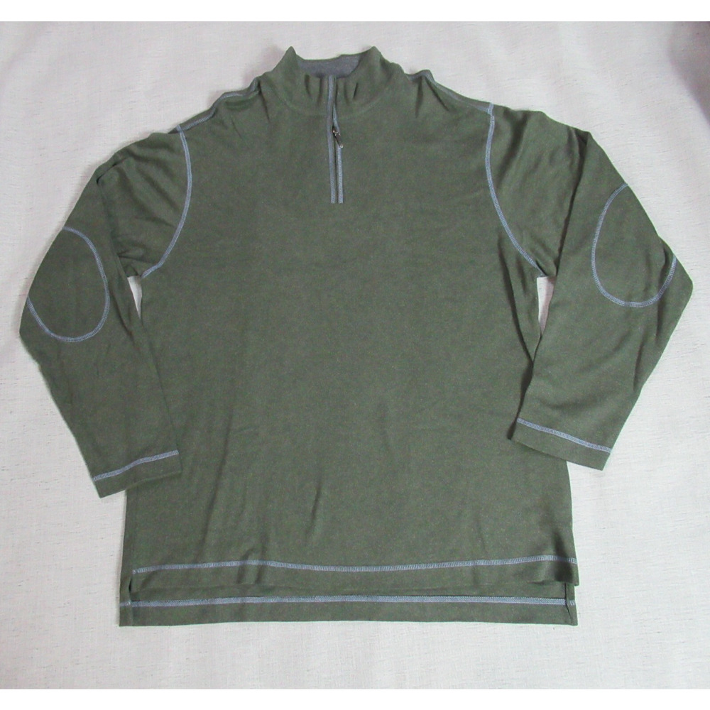 ALEX CANNON SWEATER MENS LARGE GREEN 1/4 ZIP PULLOVER DADCORE OUTDOOR CABINCORE